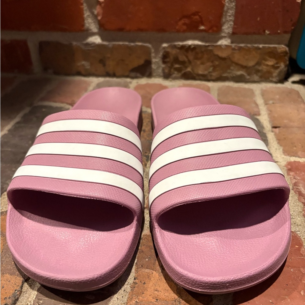 Pink/Purple and White Adidas Slide Sandals
